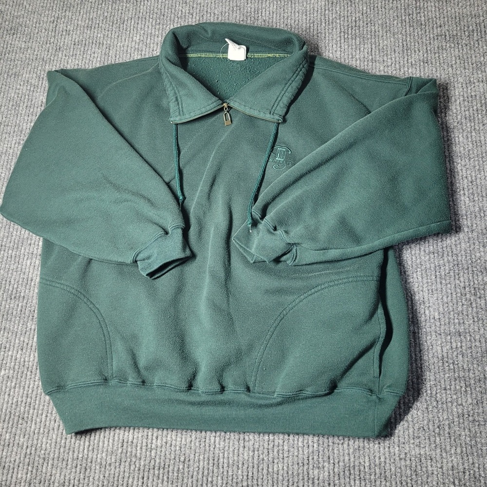 Pro Spirit Sweatshirt Men's‎ XL Green 1/4 Zip Fleece Pullover Stretch